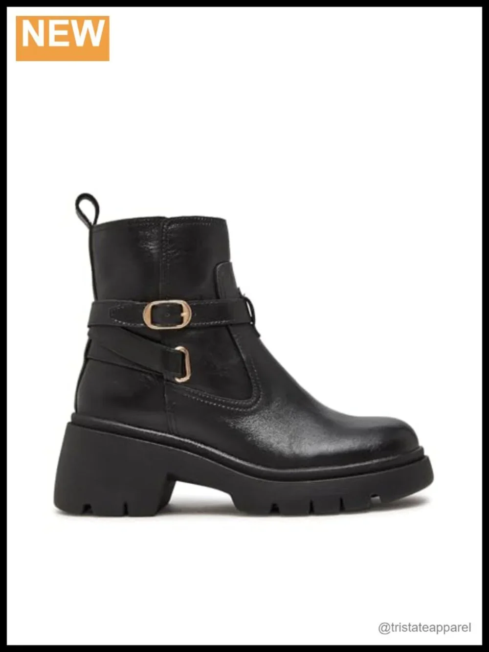 Suede Ankle Bootie Block Heel Buckle Detail Pull-On